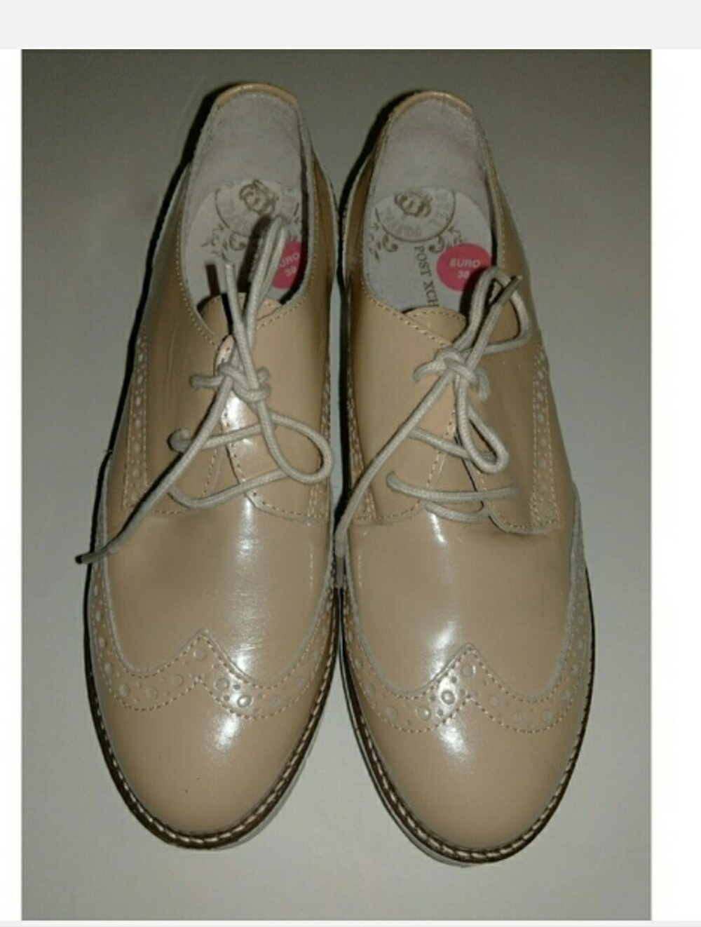 Genuine Leather Patent Elegant Loafers Size EU 38(US 7,5),blush Beige